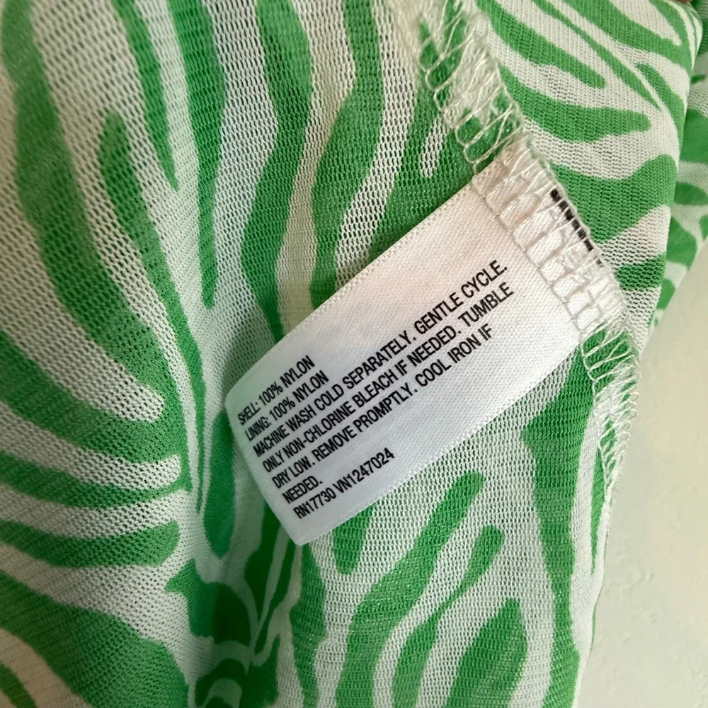 Diane von Furstenberg Target Mesh Ruched Mini Dress‎ Green Zebra Print Y2K XS
